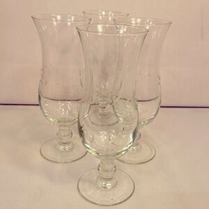 4 VINTAGE PRINCESS HOUSE HURRICANE GLASSES IN HERITAGE PATTERN LIKE NEW